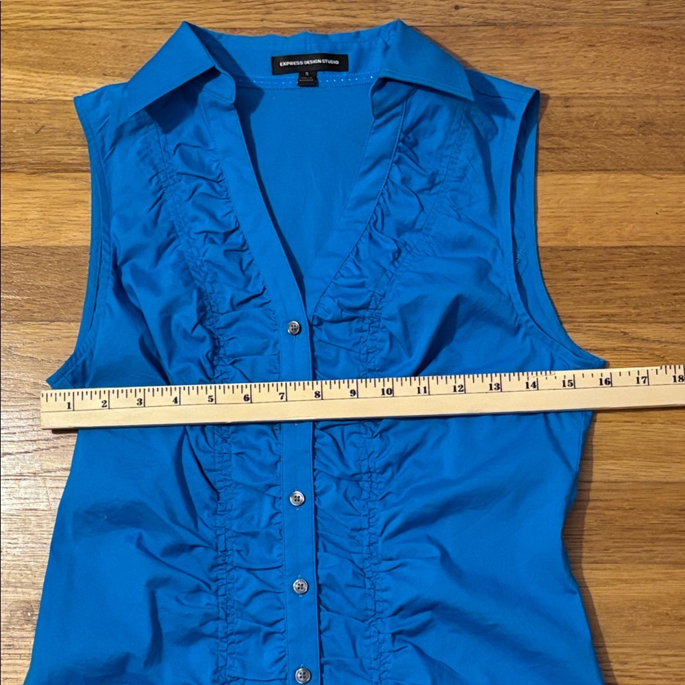Express Blue Ruffle Blouse - S - Picture 5 of 7